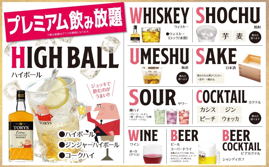 プレミアム飲み放題のメニュー