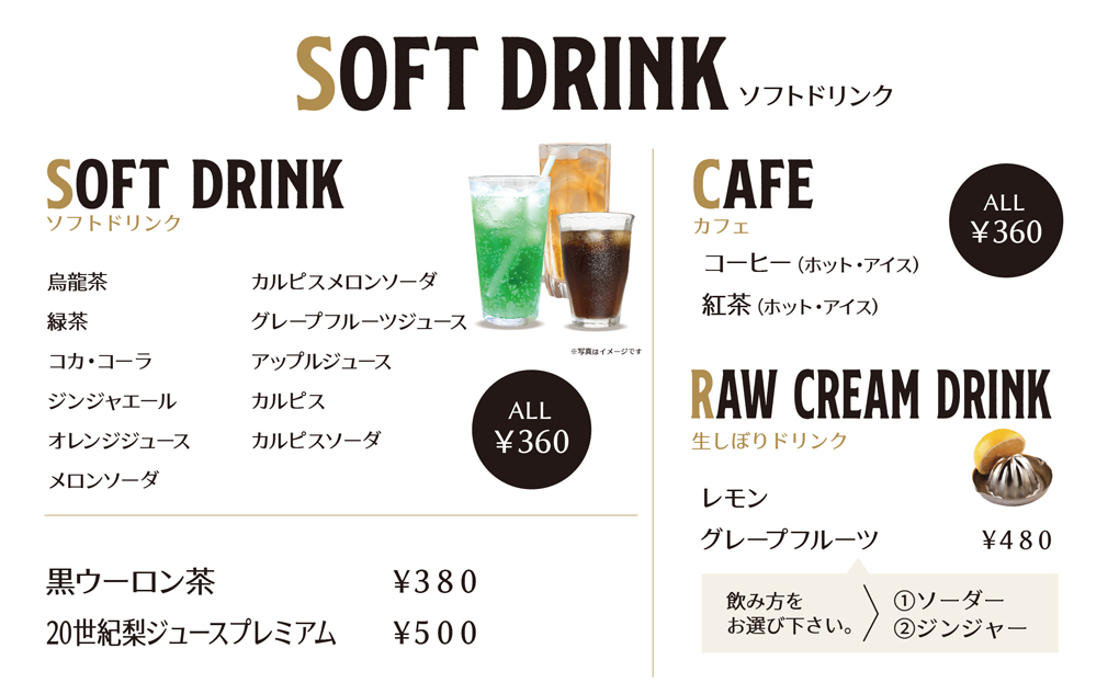 ソフトドリンクメニューの画像